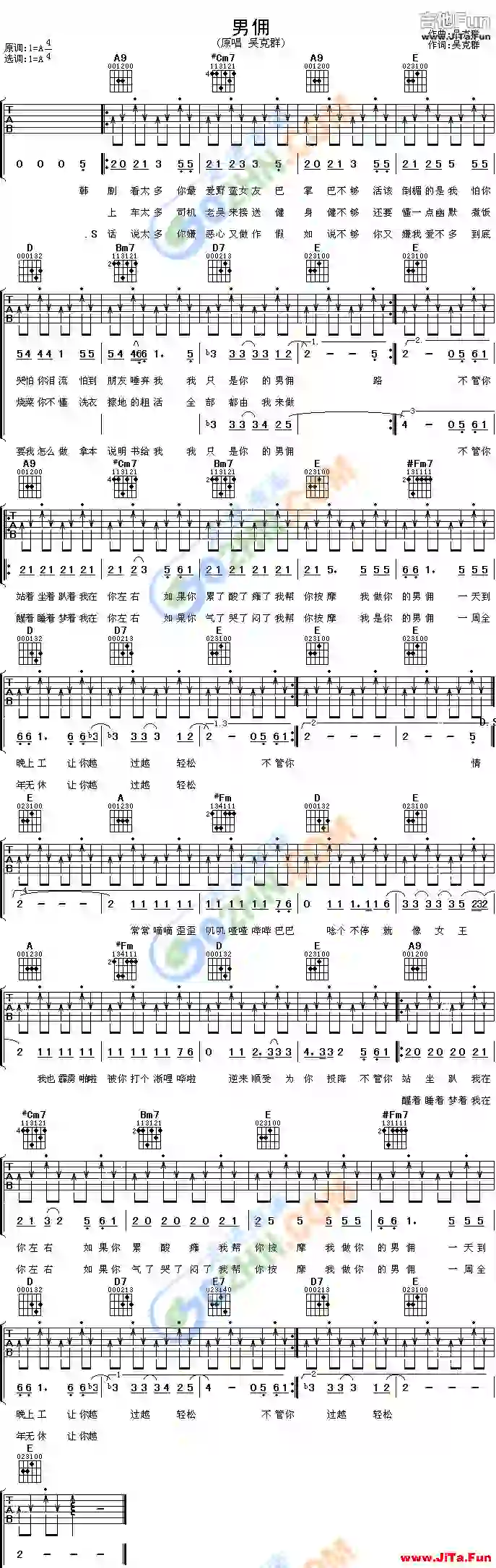 《男俑》吉他譜（1張圖片）-吉他譜