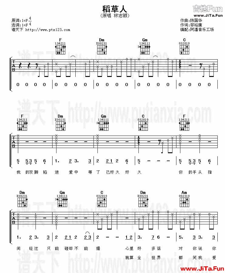林志穎《稻草人(吉他譜)》吉他譜-吉他譜