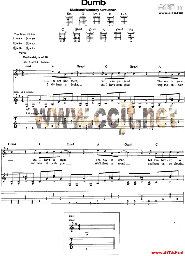 涅磐樂隊《Dumb-Nirvana(吉他譜)》吉他譜-吉他譜