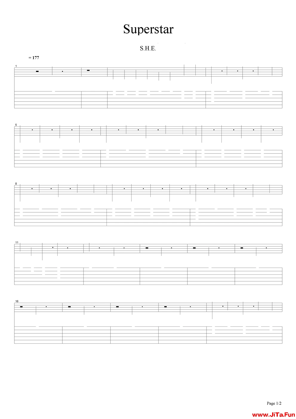 she《Superstar》吉他譜-吉他譜